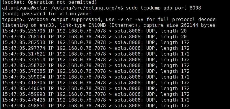 golang udp 读不到数据