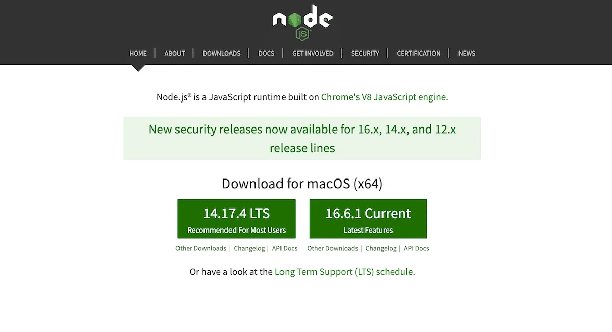 Node.js网站主页