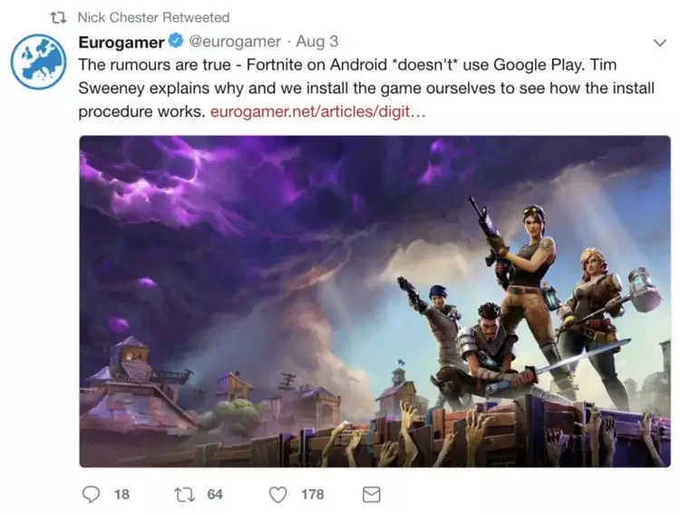 堡垒之夜手游安卓版将不上线Google Play商店