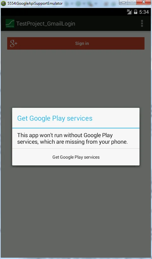 Get Google Play services Error